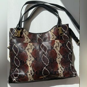 Vince Camuto Black and Brown Snake Print Shoulder Bag